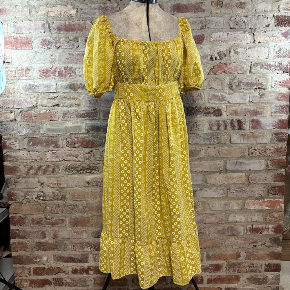 Yellow midi boho dress large